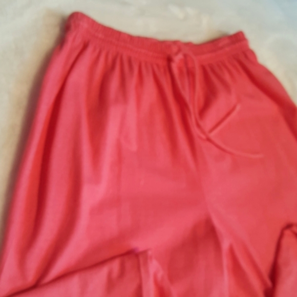 ON WHITE ♡ Gorgeous 2pc Ruffled Coral Long Sleeve Button Jacket Top 'n Capris M - Picture 8 of 14